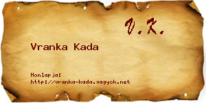 Vranka Kada névjegykártya